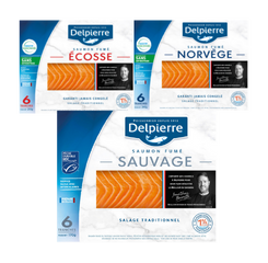 À valoir pour l'achat d'un pack 6T petits emincés de Saumon Fumé Delpierre parmi les références suivantes : Norvège 240g, Ecosse 210g, Pacifique 170g et Norvège 210g.