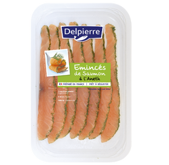 1,80€ de réduction sur émincés de saumon à l'aneth Delpierre.